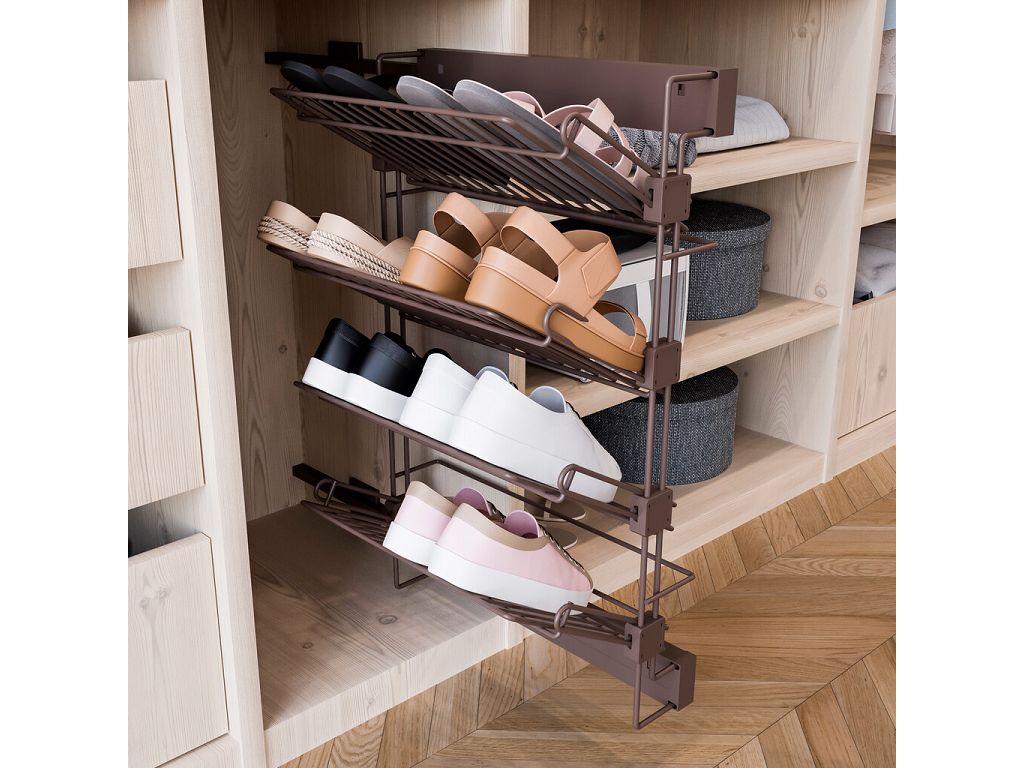 Porta Scarpe Laterale Estraibile mm.460x750x320 Acciaio Verniciato Moka RAL8019 Destra   Emuca - immagine 5